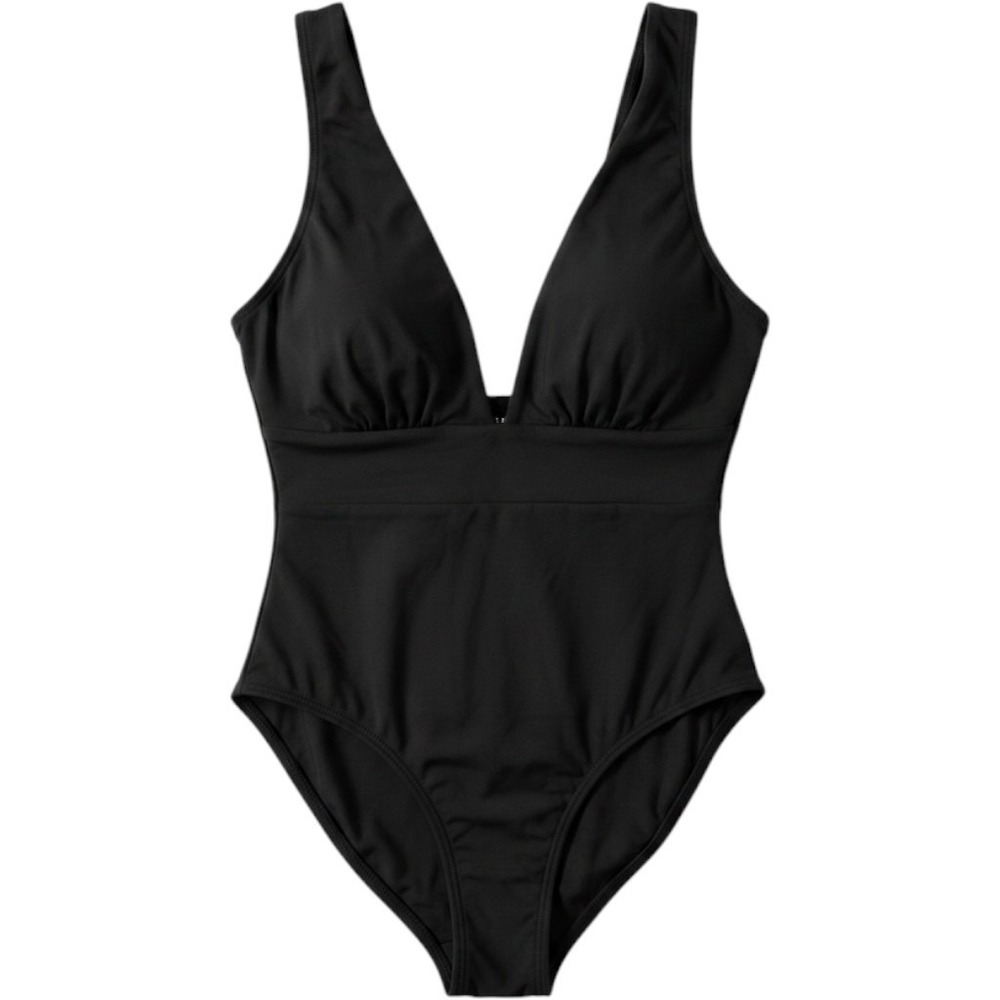 Andie Mykonos One Piece Swimsuit Black Deep V-Neck Size Large Swim